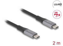 Delock - USB kabel - 24 pin USB-C (M) do 24 pin USB-C (M) - USB 3.2 / Thunderbolt 3 - 2 m - podpora 8K60Hz (7680 x 4320), napájení USB (240 W), rychlost prenosu dat až 40 Gbps, podpora napájení Power 