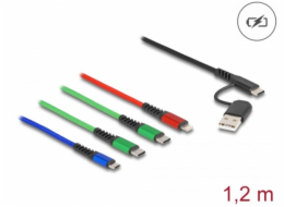 Delock Nabíjecí kabel USB 4 v 1 USB Typu-A + USB-C™ na Lightning™ / Micro USB / 2 x USB Type-C™, 1,20 m
