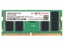 Transcend JetRAM - DDR5 - modul - 48 GB - SO-DIMM 262 pinu - 2800 MHz / PC5-44800 - CL46 - 1.1 V - bez vyrovnávací pameti - on-die ECC