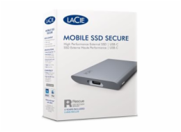 LaCie Mobile Secure STKH1000800 - SSD - High Performance - šifrovaný - 1 TB - externí (přenosný) - USB 3.2 Gen 2 (USB-C konektor) - AES 256 bitů - šedá space gray - s 3 roky Seagate Rescue Data Recove