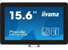 iiyama ProLite OTF1616MC-B1 - LED monitor - 15.6" - open frame - dotykový displej - 1920 x 1080 Full HD (1080p) @ 60 Hz - VA - 1100 cd/m2 - 800:1 - 25 ms - HDMI, VGA, DisplayPort - černá
