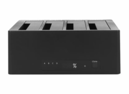 Delock USB 3.0 Docking Station for 4 x SATA HDD / SSD with Clone Function - Dokovací stanice HDD - oddílů: 4 - 2,5" / 3,5" sdílené - SATA 6Gb/s - eSATA 6Gb/s, USB 3.0 - černá