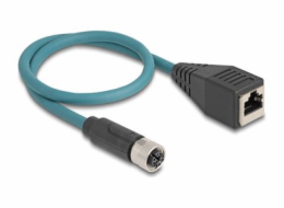 Delock - Sítový kabel - 8kolíkový M12 (F) do RJ-45 (F) - 50 cm - 6.2 mm - S/FTP - CAT 6a - IP67 - cerná