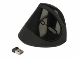 Delock Ergonomic - Vertikální myš - ergonomický - pravák - optický - 6 tlačítka - bezdrátový - 2.4 GHz - bezdrátový přijímač USB - černá - maloobchod