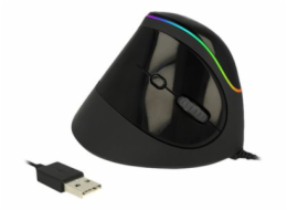 Delock Ergonomic - Vertikální myš - ergonomický - pravák - optický - 6 tlačítka - kabelové - USB 2.0 - černá - maloobchod