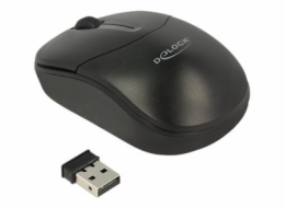 Delock - Myš - pravák a levák - optický - 3 tlačítka - bezdrátový - 2.4 GHz - bezdrátový přijímač USB - černá - maloobchod