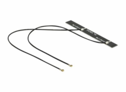 Delock WLAN Twin Antenna 2 x MHF IV 802.11 ac/a/h/b/g/n 5 dBi 150 mm PCB internal self adhesive - Anténa - Wi-Fi - 5 dBi - černá