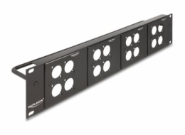 Delock - Patch panel (záslepný) - 4 desky typu D 86 x 86 mm a 4 porty - montáž do racku - cerná - 2U - 19" - 16 portu