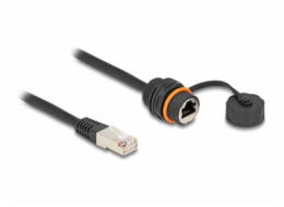 Delock - Sítový prodlužovací kabel - RJ-45 (M) do RJ-45 (F) ochranná cepka - 25 cm - 6 mm - STP - CAT 6a - závit M20, odolnost vuci prachu a vode (IP68) - cerná