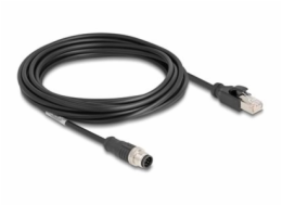 Delock - Sítový kabel - 8kolíkový M12 (M) do RJ-45 (M) - 5 m - 6 mm - S/FTP - CAT 5e - bootovaný, provedení bez hrbolku, A-kódované - cerná