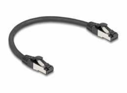 Delock - Patch kabel - RJ-45 (M) do RJ-45 (M) - 25 cm - 6 mm - S/FTP, PiMF - CAT 8.1 - neobsahuje halogen, provedení bez hrbolku, rychlost prenosu dat až 40 Gbps - cerná