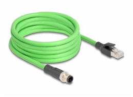 Delock - Sítový kabel - 4 piny M12-D (M) do RJ-45 (M) - 5 m - 6.5 mm - SF/UTP - provedení bez hrbolku - zelená