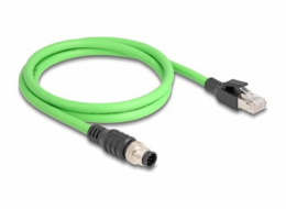 Delock - Sítový kabel - 8kolíkový M12 (M) do RJ-45 (M) - 1 m - 6.8 mm - SF/UTP - provedení bez hrbolku, A-kódované - zelená