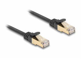 Delock - Patch kabel - RJ-45 (M) do RJ-45 (M) - 3 m - S/FTP - CAT 6a - provedení bez hrbolku, plochý, opletený povrch - cerná