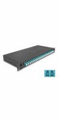 Delock - Optická vana - OM3, kompletne sestavená - prední - montáž do racku - LC Duplex x 24 - cerná - 1U - 19"