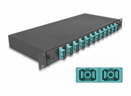 Delock - Optická vana - OM3, smontovaný - prední - montáž do racku - SC Duplex X 12 - cerná - 1U - 19"