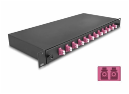 Delock - Optická vana - OM4, kompletne sestavená - prední - montáž do racku - LC Duplex x12 - cerná - 1U - 19"