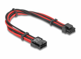 Delock - Prodlužovací šnura - 8 pin EPS12V (M) do 8 pin EPS12V (4+4) (F) - 3.3 / 5 / 12 V - 30 cm - cervená/cerná