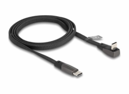 Delock - USB kabel - 24 pin USB-C (M) do 24 pin USB-C (M) úhlový - USB 2.0 - 20 V - 3 A - 1 m - podpora Power Delivery 3.0, plochá páska - cerná