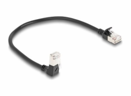 Delock - Sítový kabel - RJ-45 (M) dolu zahnutý do RJ-45 (M) rovné - 25 cm - 4.5 mm - S/FTP - CAT 6a - neobsahuje halogen - cerná