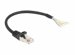 Delock - Síťový kabel - RJ-50 (M) do obnažený drát - 25 cm - S/FTP - lisovaný, provedení bez hrbolků - černá