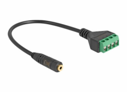 Delock&nbsp;-&nbsp;Audio&nbsp;adaptér&nbsp;-&nbsp;2,5&nbsp;mm&nbsp;4pinový&nbsp;stereo&nbsp;jack&nbsp;se&nbsp;zdírkami&nbsp;(female)&nbsp;do&nbsp;blok&nbsp;svorkovnice&nbsp;se&nbsp;4&nbsp;kolíky&nbsp;-&nbsp;20&nbsp;cm&nbsp;-&nbsp;cerná&nbsp;-&nbsp;licna,&nbsp;roztec&nbsp;2,54&nbsp;mm,&nbsp;odizolované&nbsp;konce