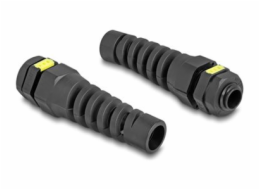 Delock - Tesnící spojka kabelu - M12, ventilace, odlehcení tahu, prachotesné a vodotesné IP68 - cerná, RAL 9005 (balení 2)