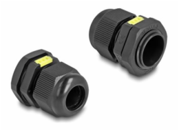 Delock - Tesnící spojka kabelu - M20, s ventilací, prachotesné a vodotesné IP68 - cerná, RAL 9005 (balení 2)
