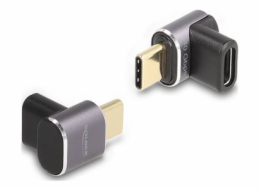 Delock - USB adaptér - 24 pin USB-C (M) do 24 pin USB-C (F) - USB 2.0 / USB 3.2 / USB4 / Thunderbolt 3 - 20 V - 5 A - 1.5 cm - úhlový, USB napájení (100W), podpora 8K60Hz, rychlost prenosu dat až 40 G