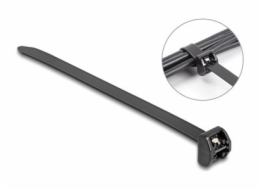 Delock - Kabelová stahovací páska - s kovovým poutkem - 34.3 cm - cerná (balení 10)