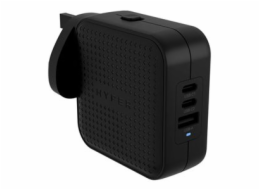 Targus HyperJuice - Síťový adaptér - GaN - 70 Watt - QC 3.0, Power Delivery 3.0 + PPS - 3 výstupní konektory (USB, 2 x USB-C) - černá