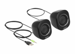 Delock Mini - Reproduktory - pro PC - 2 Watt (celkem) - černá, šedá