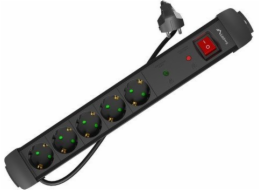 LANBERG PŘEPĚŤOVÁ OCHRANA  SP1 3M 5X SCHUKO ZÁSUVKY ČERNÁ