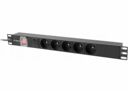 LANBERG NAPÁJECÍ DISTRIBUČNÍ JEDNOTKA (PDU) 19"  1U 16A 2M 5X FRANCOUZSKÉ ZÁSUVKY ČERNÁ