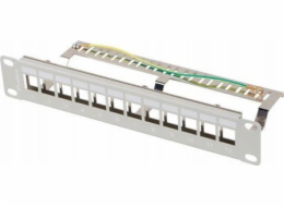 LANBERG PATCH PANEL 12 PORTŮ 1U 10" FTP PRO MODULY KEYSTONE ŠEDÝ  V2