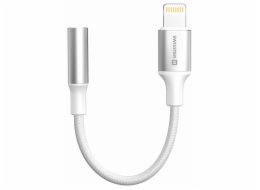 Swissten audio adaptér - textile lightning (samec) / 3,5mm aux 0,15 m bílý (nahrazuje 73501212)