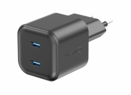 Swissten síťový adaptér gan 2x usb-c 20w power delivery černý