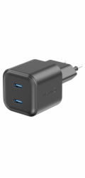 Swissten síťový adaptér gan 2x usb-c 20w power delivery černý