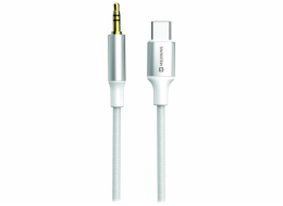 Swissten audio adaptértextile usb-c (samec) / 3,5 mm jack (samec) 1,5m bílý