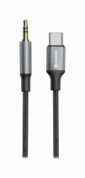 Swissten audio adaptértextile usb-c (samec) / 3,5 mm jack (samec) 1,5m černý (nahrazuje 73501303)