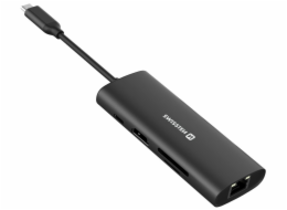 Swissten usb-c hub 8-in-1 (usb-c 100w, hdmi 4k, lan rj45, 2x usb-a, 1x usb-c 5gbps, sd, micro sd) aluminium