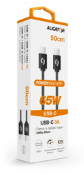 Datový kabel ALIGATOR POWER 65W, USB-C/USB-C 3A 0,5m, černý