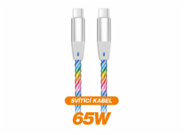 Datový kabel ALIGATOR POWER 3A 65W, USB-C/USB-C, 1,2m svítící