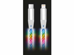 Datový kabel ALIGATOR POWER 3A 30W, USB-C/Lightning, 1,2m svítící