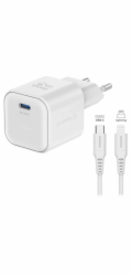 Swissten síťový adaptér gan 1x usb-c 35w power delivery bílý + datový kabel usb-c/lightning 1,2 m bílý