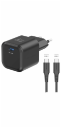 Swissten síťový adaptér gan 1x usb-c 35w power delivery černý + datový kabel usb-c/usb-c 1,2 m černý
