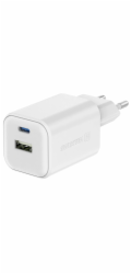 Swissten síťový adaptér gan 1x usb-c 45w pd + 1x usb-a 18w qc bílý