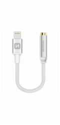 Swissten audio adaptér textile lightning /jack(samice) 0,15 m stříbrný