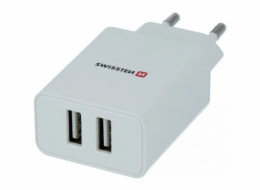 Swissten síťový adaptér smart ic 2x usb 2,1a power bílý (samoprodavač)