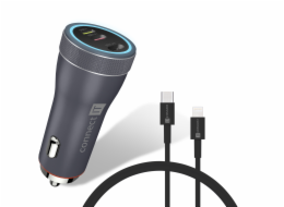 Adaptér CONNECT IT InCarz DUPLEX do auta, 2x USB-C, 1x Lightning